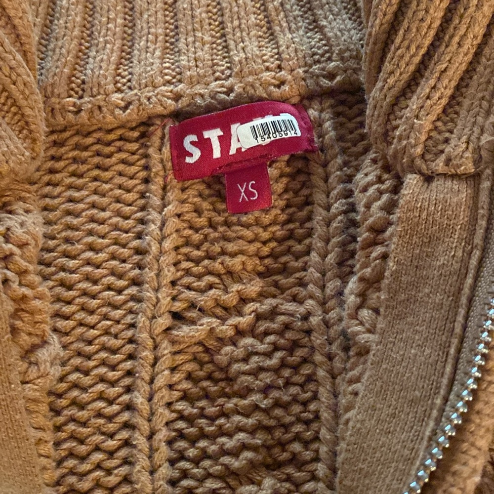 STAUD HAMPTON SWEATER XS  Tan and White Cable Knit Sweater - Picture 4 of 4